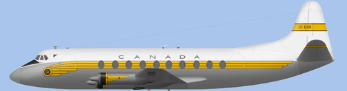 David Carter illustration of Canadian Department of Transport V.737 Viscount c/n 70 CF-GXK